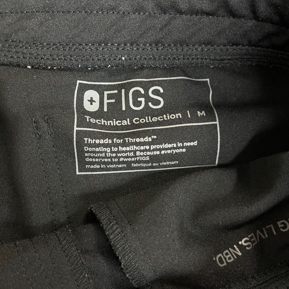 Figs Womens Scrub Set M Black Top Jogger Pants Technical Collection Stretch - Picture 11 of 12